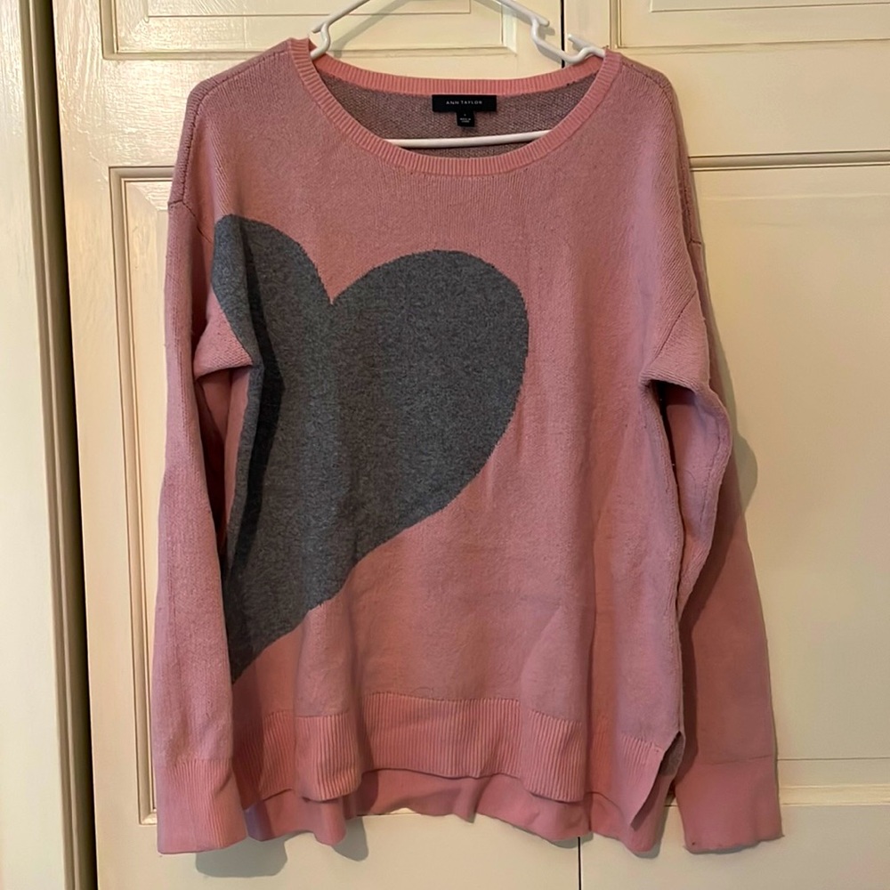 Pink/gray Ann Taylor wool blend sweater size L